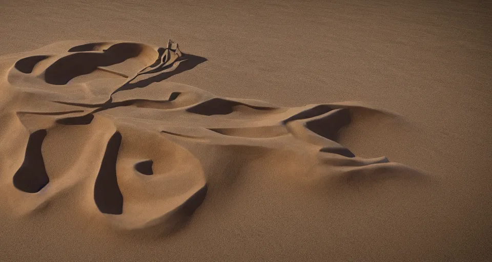 Image similar to a monster made out of sand, int he desert, 4k, photorealistic