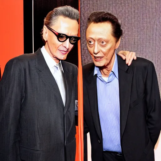 Prompt: jeff goldblum having a special moment with christopher walken