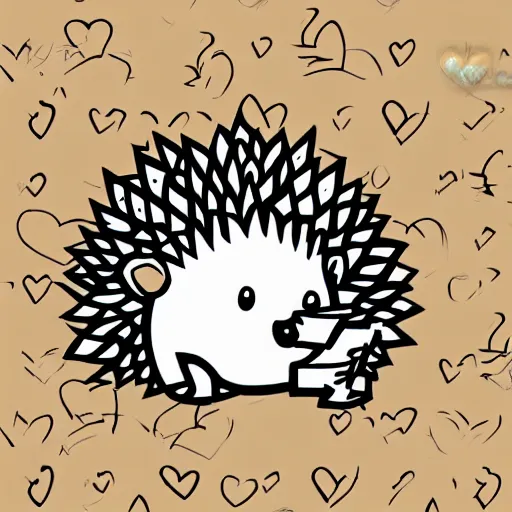 Image similar to cute hedgehog heart love laughing cute adorable emote twitch waving lineart