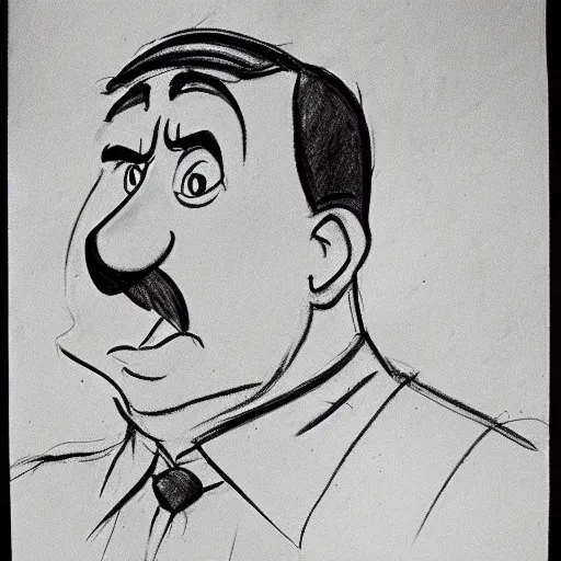 Image similar to milt kahl pencil sketch of adolf hitler warner brothers cartoon