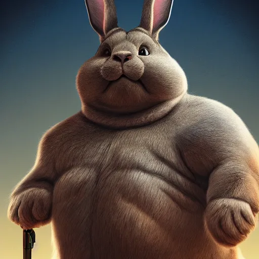 Image similar to portrait of the real life Big Chungus, expressive pose, futuristic, highly detailed, digital painting, artstation, concept art, smooth, sharp focus, dramatic light, studio light, by leonardo da vinci