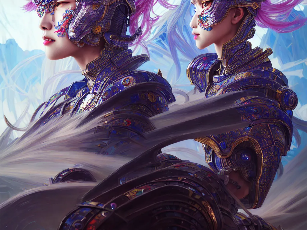 Image similar to portrait of futuristic knights of zodiac girl, abstract chinese dragon character concept art, at future neon tokyo light rooftop, ssci - fi and fantasy, intricate and very very beautiful and elegant, highly detailed, digital painting, artstation, smooth and sharp focus, illustration, art by tan zi and ayanamikodon and alphonse mucha and wlop