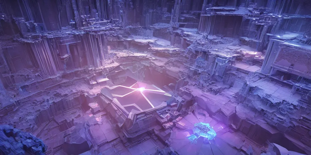 Image similar to cinematic still of the great hypercube, futuristic holography!! elven city, galactic nebula, desolate, ice, river, snow:: by beeple and James Gilleard and Justin Gerard :: ornate, dynamic, particulate, intricate, elegant, highly detailed, centered, artstation, smooth, sharp focus, octane render, nvidia raytracing demo, masterpiece