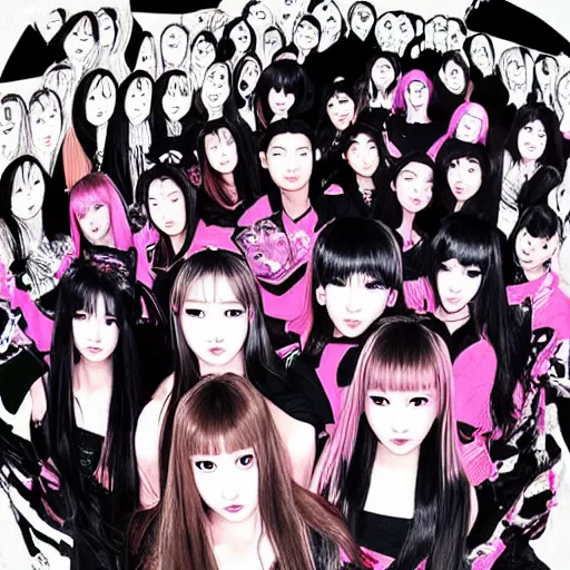 Image similar to blackpink k - pop group, wide angle, by kentaro miura