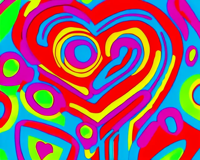 Prompt: graffiti, heart made with circles and lines, vivid colors, highly detailed, simple, no jagged lines, smooth, artstation, artwork by invader