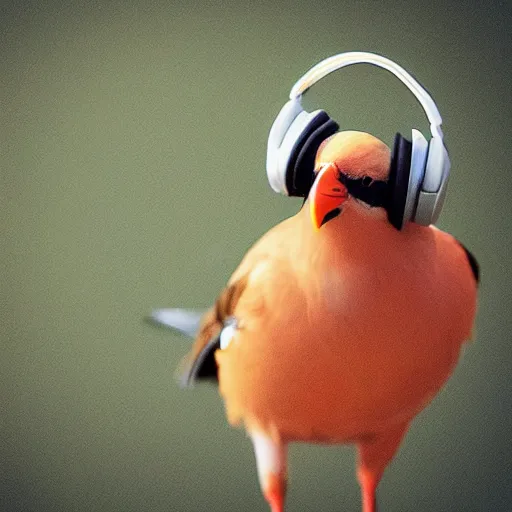 Image similar to a bird wearing headphones