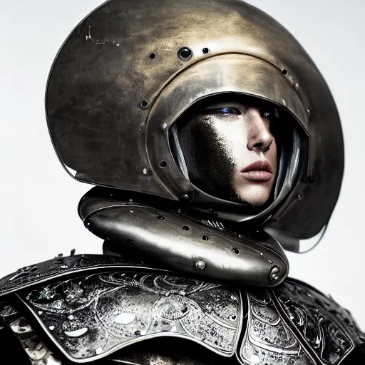 Image similar to a portrait of a beautiful young martian male wearing an alexander mcqueen armor , photographed by andrew thomas huang, artistic