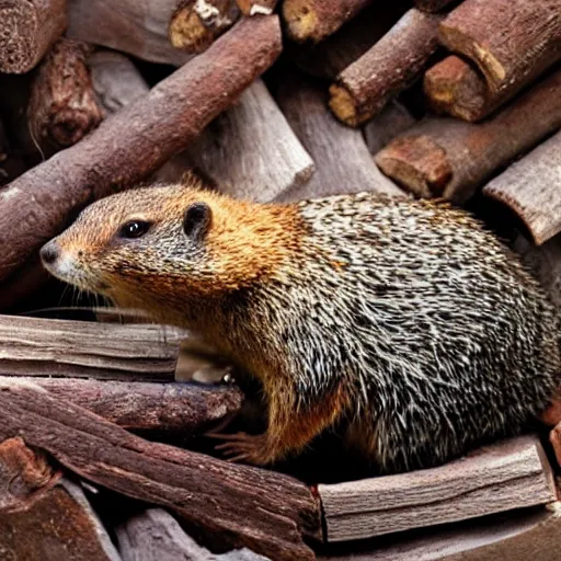 Prompt: the total amount of wood chucked by a woodchuck if a woodchuck could chuck wood