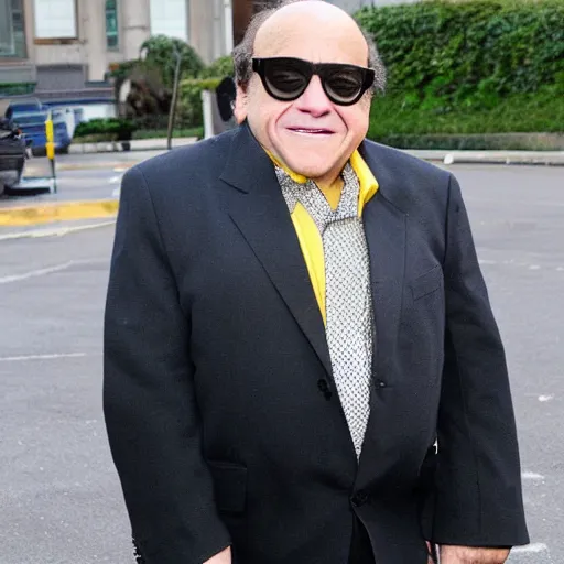 Image similar to danny devito wearing a yellow suit