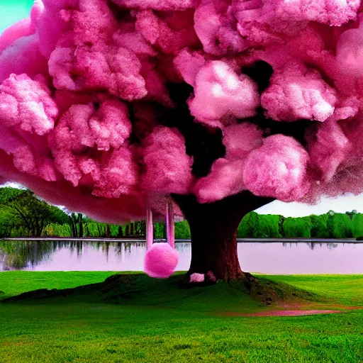 Image similar to cotton candy trees, music album art