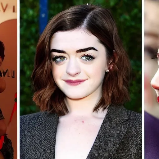 Prompt: a combination of Maisie Williams, Anne Hathaway and Lucy Hale