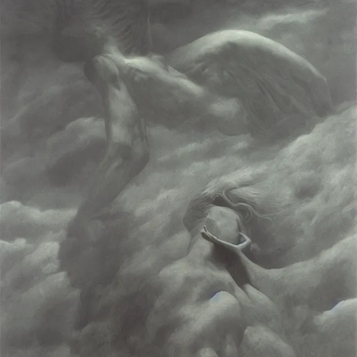 Image similar to Boreas by Zdzisław Beksiński, oil on canvas