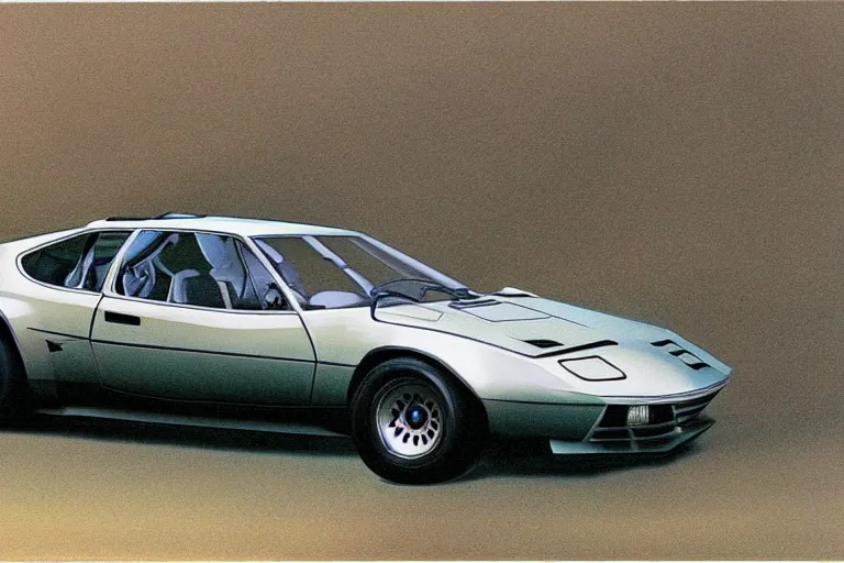Prompt: intricate, 3 d, 1 9 7 4 bmw m 1, style by caspar david friedrich and wayne barlowe and ted nasmith.