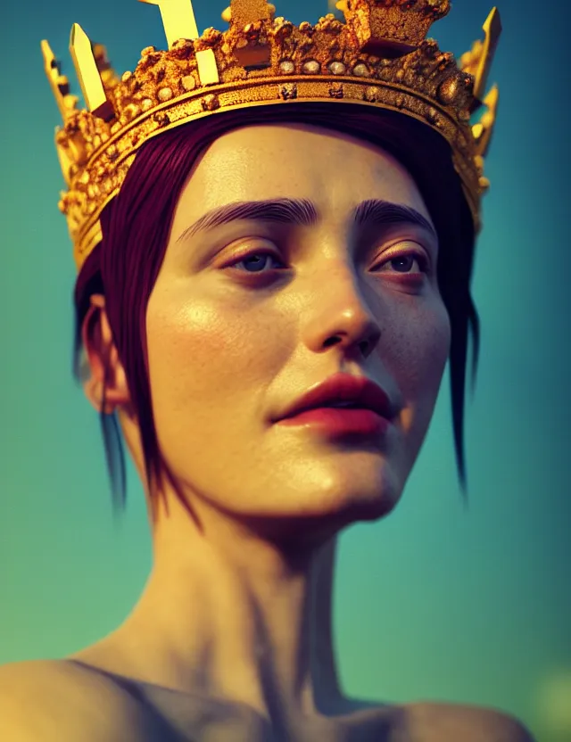 Image similar to blurred background. close-up portrait of a goddess in crown, by Aykut Aydogdu by Anka Zhuravleva and Alena Aenami, Atey Ghailan, octane render, unreal engine, cinematic counter light, high detail, octane render, 4k