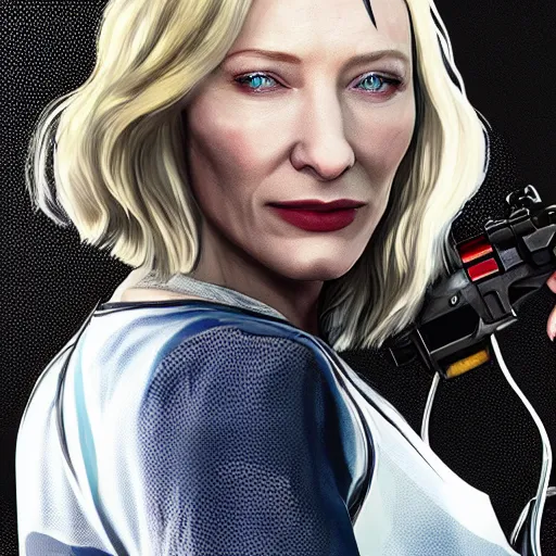 Prompt: cate blanchett as grand theft auto V character , gaming, detailed, 4k