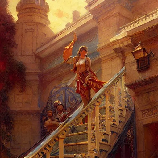 Image similar to stairway to heaven. highly detailed painting by gaston bussiere, craig mullins, j. c. leyendecker 8 k