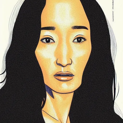 Image similar to “ maggie q retro minimalist portrait by jean giraud, moebius starwatcher comic, 8 k ”