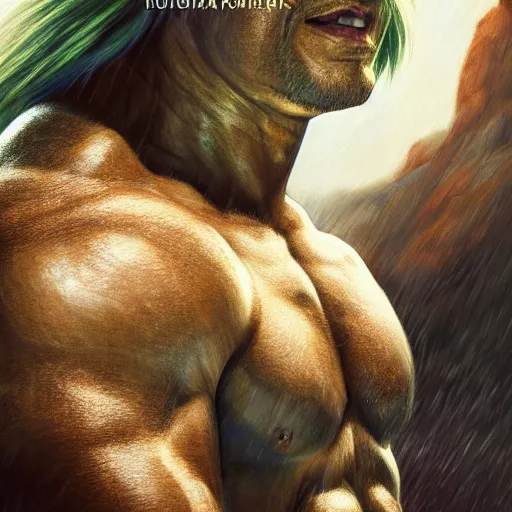 Prompt: Portrait of Dwayne Johnson as Link, The Legend of Zelda, The Rock, Nintendo, studio lighting, model, HDR, 24MP, fantasy, high detail, elegant, digital painting, natural light, vibrant, intricate, textured skin, highly detailed, artstation, sharp, focus, illustration, Anna Dittmann, Ilya Kuvshinov, Nikolay Makovsky