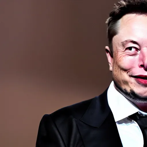 Prompt: elon musk with white eyes, smiling creepy at a camera, realistic photo