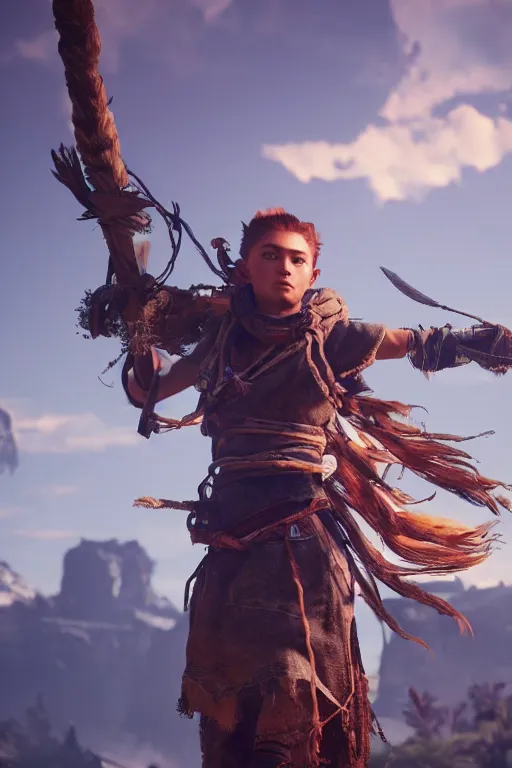 Image similar to a beautiful photo of aloy in horizon forbidden west