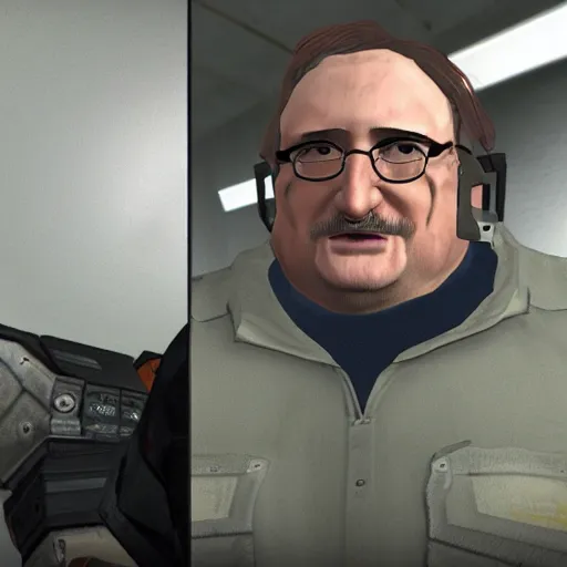 Prompt: gabe newell in half - life alyx