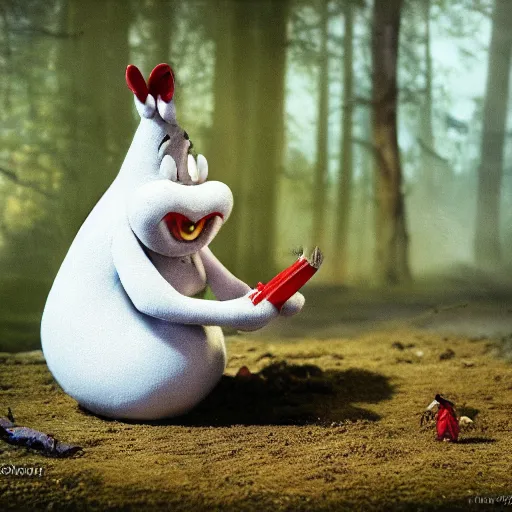 Image similar to stinky from the moomins in real life, photograph, realistic, very detailed!