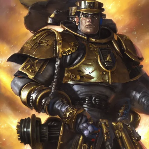 Image similar to Jotaro Kujo as a space marine Primarch, warhammer 40k, closeup character portrait art by Donato Giancola, Craig Mullins, digital art, trending on artstation