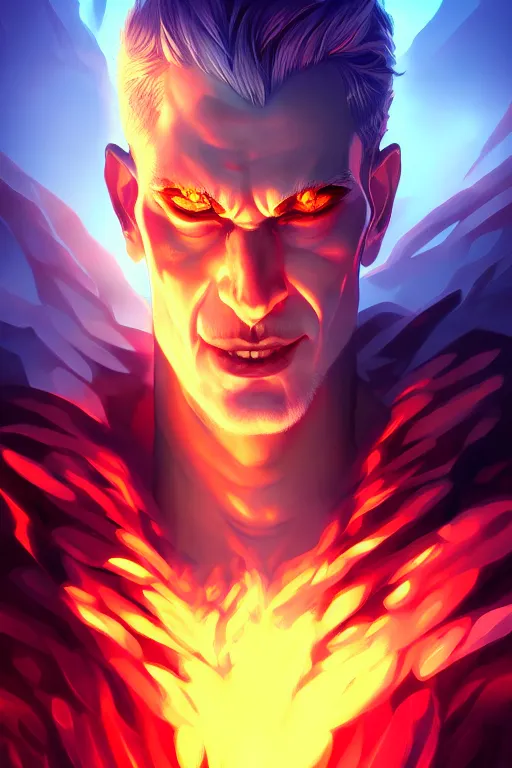 Prompt: the god hades, hellish setting, portrait, sharp focus, digital art, cgsociety, concept art, post processed, dynamic lighting, by emylie boivin and rossdraws