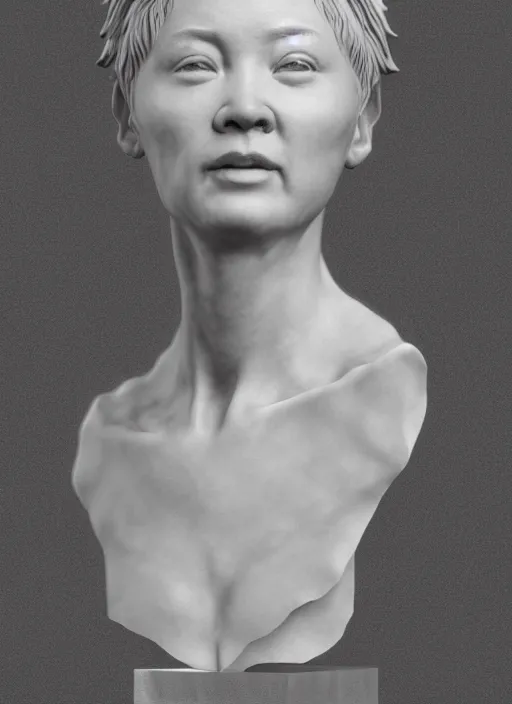 Image similar to 3D resin miniature sculpture by Jean-Baptiste Carpeaux, Luo Li Rong, woman, full body, symmetrical face, academic art, standing, realistic, 8K, Introduction factory photo, Product Introduction Photo, Hyperrealism. Subsurface scattering, raytracing, Octane Render, Zbrush, simple background