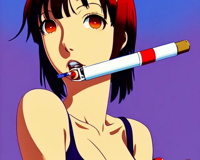 Prompt: faye valentine, smoking a cigarette | very very anime!!!, fine - face, audrey plaza, realistic shaded perfect face, fine details. anime. realistic shaded lighting poster by ilya kuvshinov katsuhiro otomo ghost - in - the - cowboy bebop, shell, magali villeneuve, artgerm, jeremy lipkin and michael garmash and rob rey