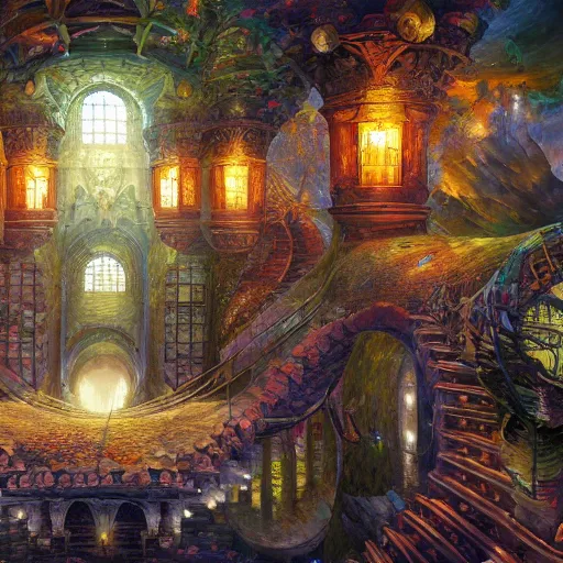 Image similar to underground castles cryengine render by android jones, james christensen, rob gonsalves, leonid afremov and tim white