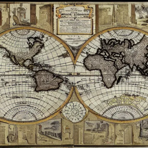 Prompt: the old maps of flat earth