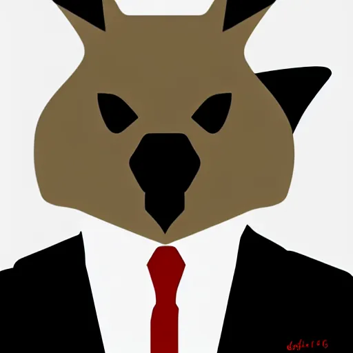 Prompt: spy kangaroo, in a strict suit, avatar image, digital art, minimalism