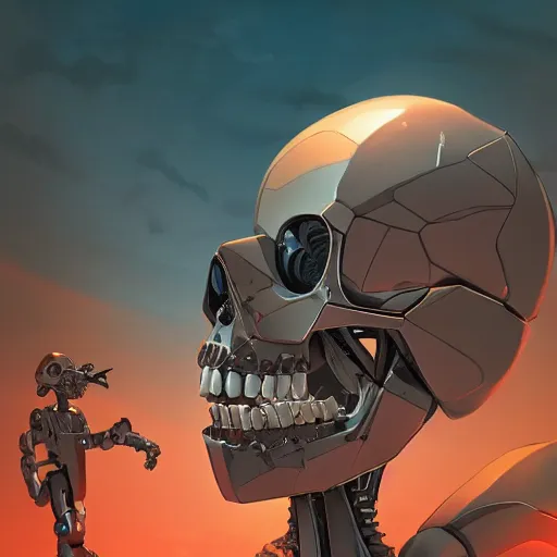 Prompt: a robot cybernetic skull face monster minimalist comics, behance hd by jesper ejsing, by rhads, makoto shinkai and lois van baarle, ilya kuvshinov, rossdraws global illumination ray tracing hdr radiating a glowing aura