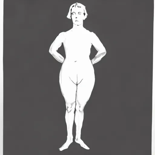 Image similar to symmetry!! black and white silhouette drawing of a full body person standing, on white background by stanhope forbes, centered, clean image