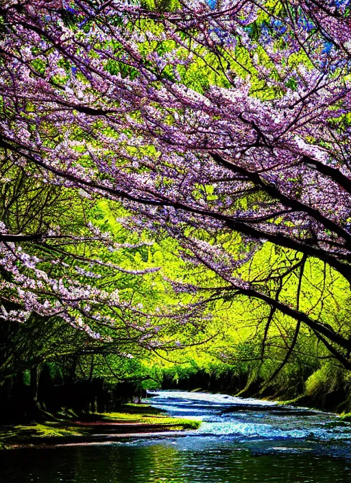 Image similar to beautiful spring season photography trees and river award winning cinematography