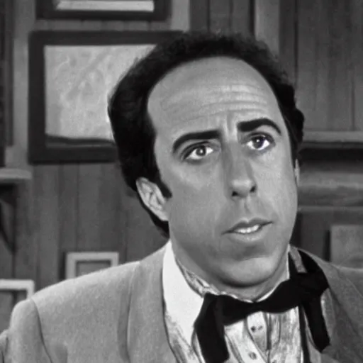 Prompt: Jerry Seinfeld in little house on the prairie movie still