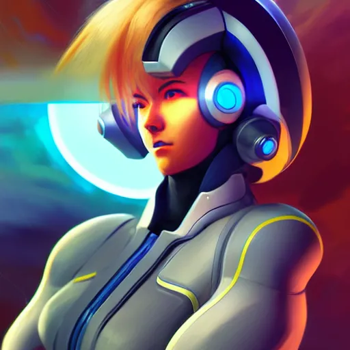 Image similar to portrait of Zero Suit Samus Aran as Overwatch character, medium shot, asymmetrical, profile picture, Organic Painting, sunny day, Matte Painting, bold shapes, hard edges, street art, trending on artstation, by Greg Manchess and Huang Guangjian and Loish and Gil Elvgren and Sachin Teng