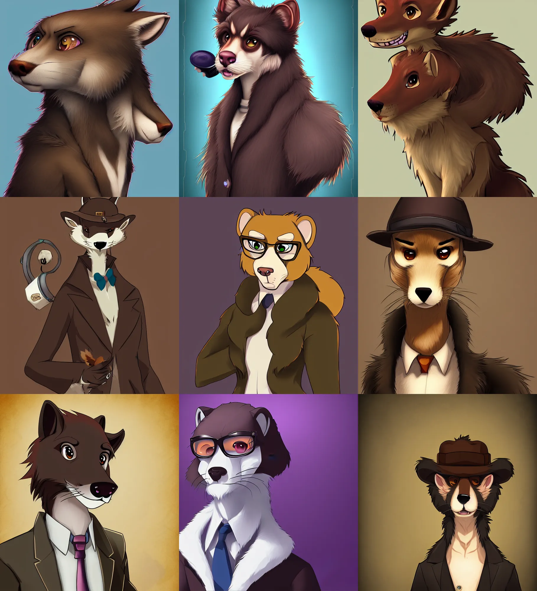 Image similar to furry - weasel - detective - fursona uhd ue 5 visual novel pc game expression art portrait