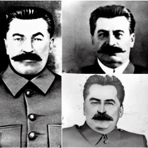 Image similar to stalin uses burger as a head wardrobe