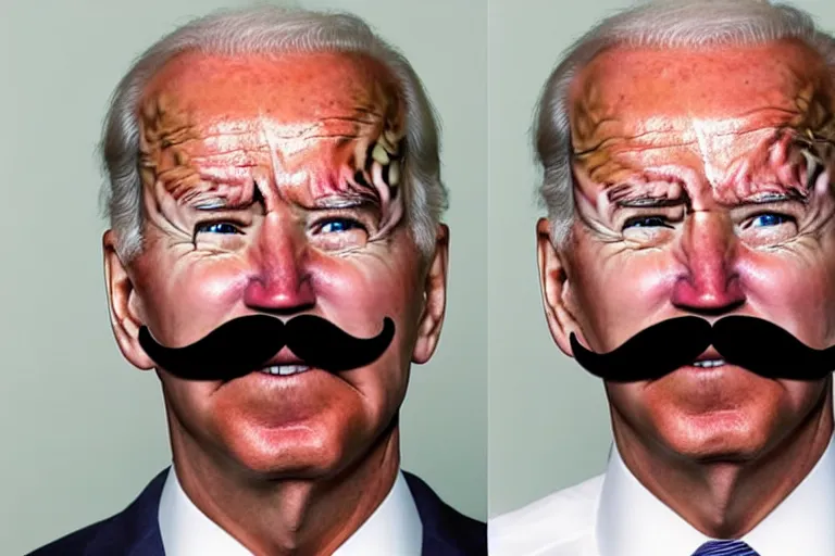 Prompt: mugshot of joe biden using a obviously fake mustache