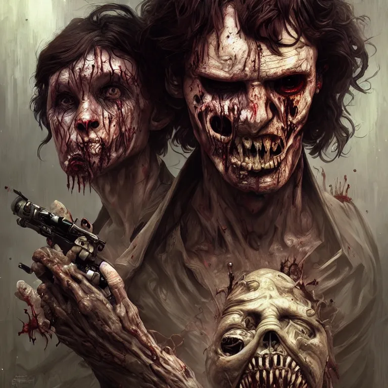 Image similar to scary horrific star wars, zombie han solo, dark fantasy, body horror, sores and scars, undead. highly detailed, biopunk, digital painting, by greg rutkowski, artgerm and alphonse mucha