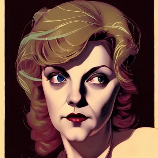 Image similar to comic art by joshua middleton, actress, sheryl lee as laura palmer in the tv show, twin peaks,