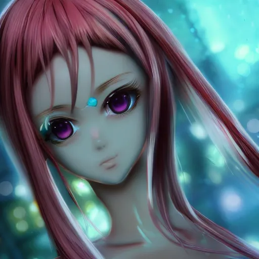 Image similar to beautiful cybercandy girl anime in 3 d, gawr gura, iyokani, cgsociety, style trending on artstation