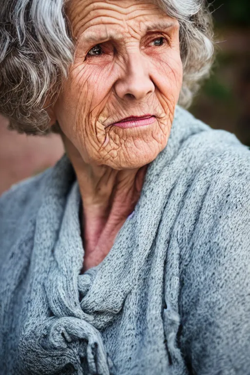 Image similar to older woman wrinkled wistful expression european sigma 1 0 5 mm f 2. 8 outdoors