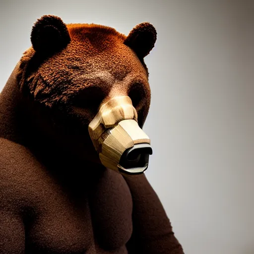 Image similar to mask of bear, studio photo, soft lighting