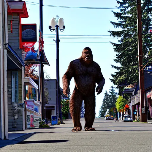 Image similar to bigfoot walking down the street in downtown Bremerton Washington