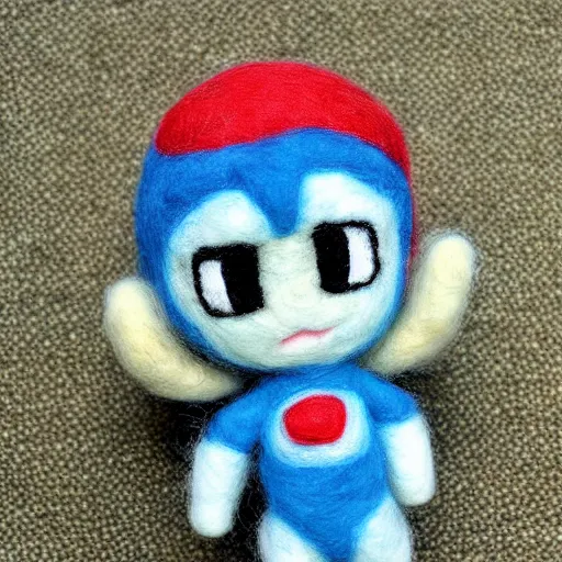 Prompt: a needle felted chibi zero suit Samus, needle felting art.