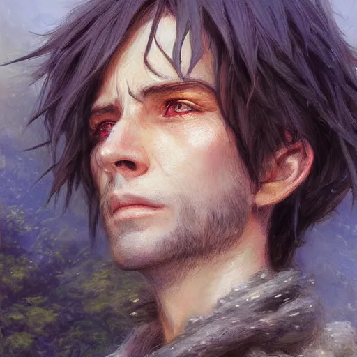 Image similar to howl from howl's moving castle as a realistic fantasy d & d character, closeup portrait art by donato giancola and greg rutkowski, realistic face, digital art, trending on artstation, symmetry!!