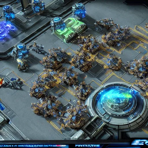 Prompt: a starcraft 2 map in cyberpunk, sky view 4k detailed, beautiful, concept render